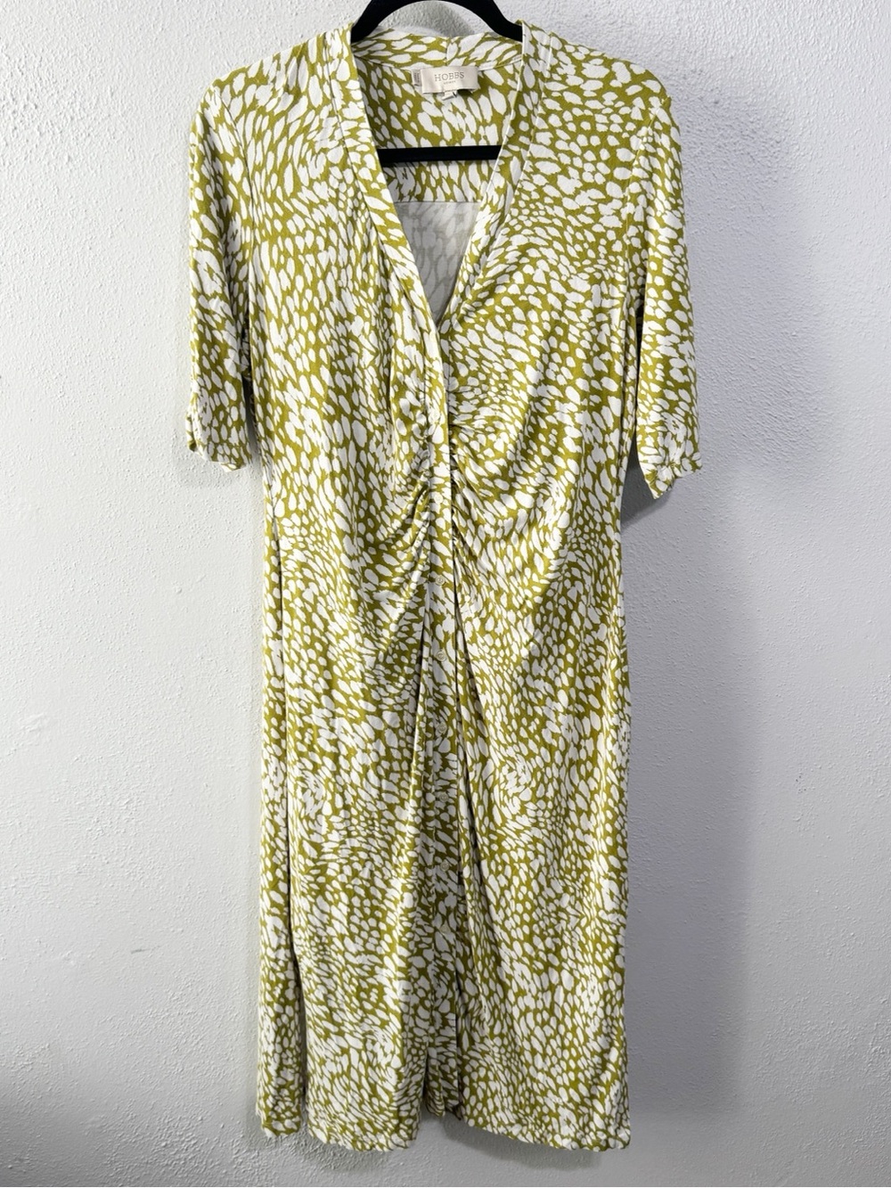 Hobbs London Harry jersey dress lime green and white size 10